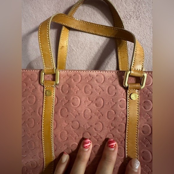 CELINE Tote Bag Pink Suede Leather Vintage Handbag - Picture 12 of 17
